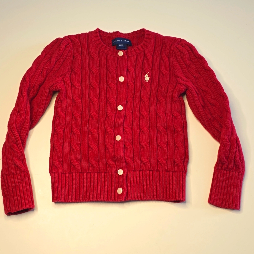 Ralph Lauren Kids Girls' Cotton Mini Cable Knit Cardigan